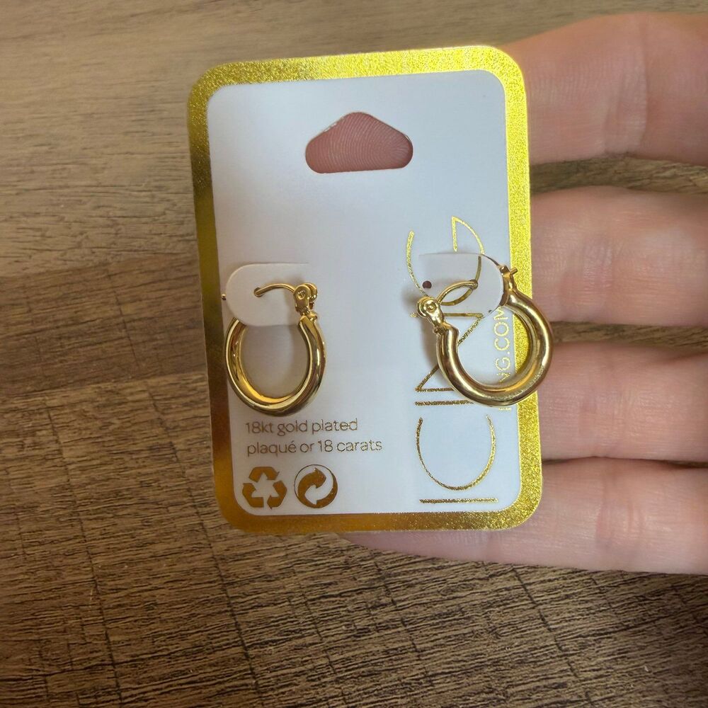 NWT 18k gold-plated small hoop earrings